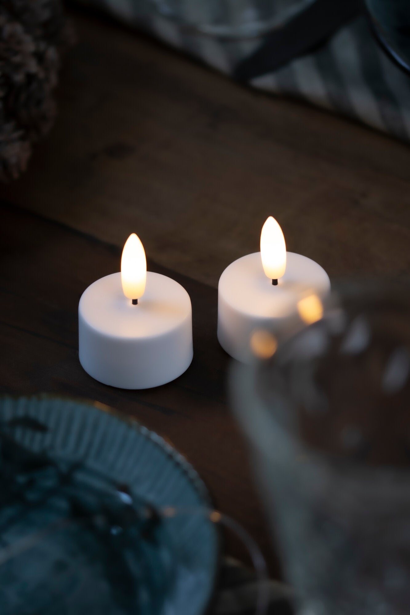 Sille genopladelig fyrfadslys, 2 stk - hvid